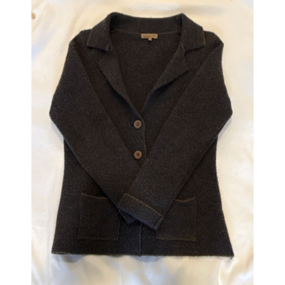 Cocogio Button Navy Textured Sweater Cardigan Coatigan Wool Blend Medium Italy